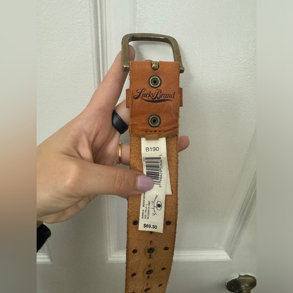 Lucky Brand Leather Studded 46” Brown Belt - Picture 7 of 10